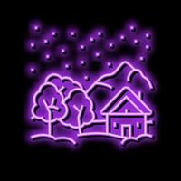 forêt hiver néon lueur icône illustration vecteur