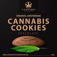 biscuits au cannabis, conception de la couverture pour l'impression. conception d'emballage noir pour les produits de cannabis vecteur