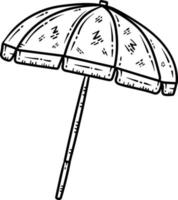 été plage parapluie ligne art coloration page vecteur