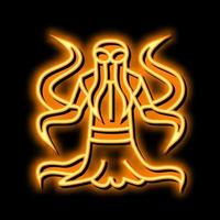 monstre tentacules néon lueur icône illustration vecteur