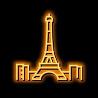 Eiffel la tour néon lueur icône illustration vecteur