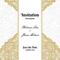 mariage invitation modèle avec or mandala vecteur