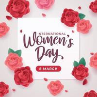 salutation de la journée internationale des femmes avec rose vecteur