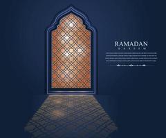 Ramadan kareem salutation carte vecteur avec arabe fenêtre de mosquée. Ramadan affiche illustration