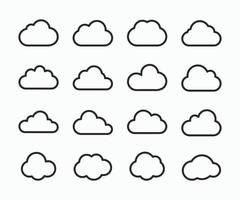 des nuages lignes collection. nuage formes collection. des nuages ligne art icône symboles vecteur