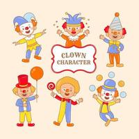 groupe de clown souriant avec des vêtements colorés vecteur