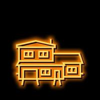 à paliers multiples maison néon lueur icône illustration vecteur