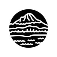 Haut Montagne paysage glyphe icône vecteur illustration