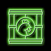 poulet dans boîte néon lueur icône illustration vecteur