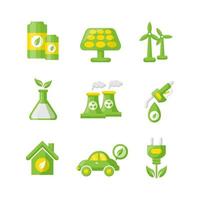 collection d'icônes de technologie verte vecteur