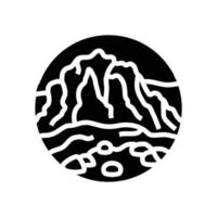 colline Montagne paysage glyphe icône vecteur illustration