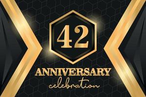 42 ans anniversaire logo d'or coloré vecteur conception sur noir Contexte modèle pour salutation