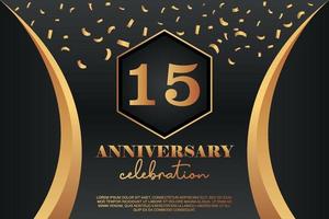 15e anniversaire fête logo avec d'or coloré vecteur conception pour salutation abstrait illustration