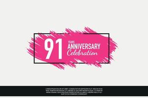 91 année anniversaire fête vecteur rose conception dans noir Cadre sur blanc Contexte abstrait illustration logo
