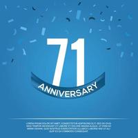 71e anniversaire fête vecteur conception avec blanc Couleur Nombres et blanc Couleur Police de caractère sur bleu Couleur Contexte abstrait