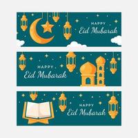 bannière eid mubarak au design plat vecteur