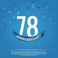 78ème anniversaire fête vecteur conception avec blanc Couleur Nombres et blanc Couleur Police de caractère sur bleu Couleur Contexte abstrait