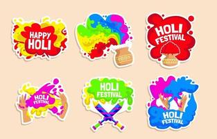 ensemble d'autocollants colorés du festival holi