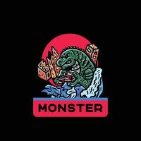 illustration de monstre vintage de style japonais pour tshirt vecteur