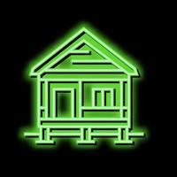 bungalow maison néon lueur icône illustration vecteur