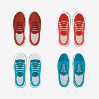 vue de dessus de chaussures pour hommes avec des couleurs bleues et rouges vecteur