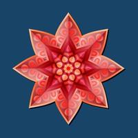 c'est un motif polygonal. c'est un mandala géométrique rouge. motif floral asiatique. vecteur