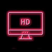 HD résolution ordinateur écran néon lueur icône illustration vecteur