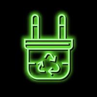 recyclage électrique prise de courant néon lueur icône illustration vecteur