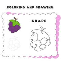 coloriage et dessin de raisin élément de livre. Livre de coloriage de raisin, coloriage vecteur