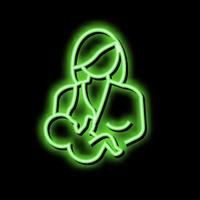 mère alimentation bébé néon lueur icône illustration vecteur