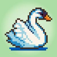 Cygne pixel 8 bits. pixel d'animaux pour les actifs de jeu et les motifs de point de croix dans les illustrations vectorielles. vecteur