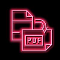 orientation pdf fichier néon lueur icône illustration vecteur