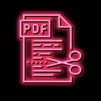 Coupe pdf fichier néon lueur icône illustration vecteur
