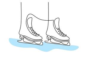 main dessin un Célibataire continu ligne de pied utilisation la glace des chaussures vecteur