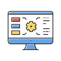 caractéristiques de l'engrenage sur l'illustration vectorielle de l'icône de couleur de l'écran de l'ordinateur vecteur
