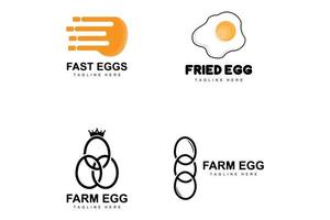 logo d'oeuf, conception de ferme d'oeufs, logo de poulet, vecteur de nourriture asiatique