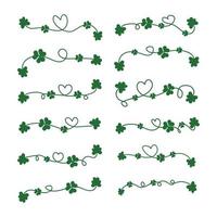 ensemble de main tiré charmant cœurs style chanceux trèfle trèfle st. patricks journée trèfle irlandais vecteur.quatre feuille linéaire vacances st. patricks journée symbole pour T-shirt, affiche, bannière, conception éléments vecteur