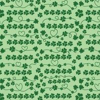 main tiré charmant cœurs style, chanceux trèfle, trèfle st. patricks jour, trèfle irlandais, quatre feuille linéaire vacances symbole, floral, décoratif répéter et sans couture motifs pour numérique impression vecteur