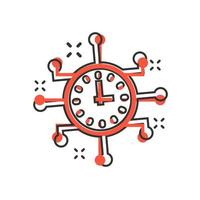 icône en temps réel dans le style comique. illustration de dessin animé de vecteur d'horloge sur fond blanc isolé. regarder l'effet d'éclaboussure du concept d'entreprise.