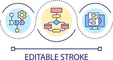 ordinateur algorithmes boucle concept icône. utilisation des modèles pour Nouveau projet. Planification Logiciel abstrait idée mince ligne illustration. isolé contour dessin. modifiable accident vasculaire cérébral vecteur