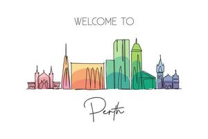 un seul dessin au trait des toits de la ville de perth, en australie. paysage de la ville historique. meilleure destination de vacances décor à la maison affiche d'art mural impression. illustration vectorielle de dessin à la ligne continue à la mode vecteur