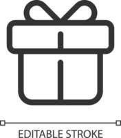 cadeau pixel parfait linéaire ui icône. anniversaire et Noël cadeau. boîte avec ruban et arc. interface graphique, ux conception. contour isolé utilisateur interface élément pour app et la toile. modifiable accident vasculaire cérébral vecteur
