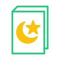 coran icône bichromie vert Jaune style Ramadan illustration vecteur élément et symbole parfait.