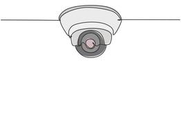 dessin d'une seule ligne de vidéosurveillance situé au plafond du bureau pour surveiller et maintenir la sécurité contre le crime. le résultat des avancées technologiques. Une ligne dessiner illustration vectorielle graphique de conception vecteur