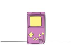 dessin au trait continu unique d'une montre de jeu vidéo d'arcade portable. Élément de jeu de console vintage concept graphique d'une ligne design illustration vectorielle vecteur