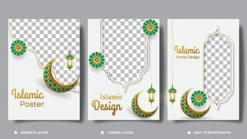 ensemble de islamique affiche conception pour Ramadan Karim. eid Moubarak, eid al fitr, eid al adha, Mouharam islamique Nouveau année, etc. vecteur