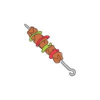 un dessin en ligne continu de l'emblème du logo du restaurant kebab turc traditionnel frais et délicieux. concept de modèle de logo de magasin de café de nourriture de dinde. illustration vectorielle de dessin à une seule ligne moderne vecteur
