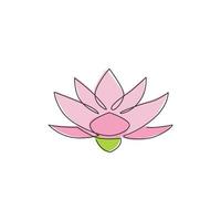 dessin au trait continu unique de lotus frais de beauté pour le logo d'entreprise de spa de soins de santé. affiche décorative imprimable de décoration murale de concept de fleur de nénuphar. illustration vectorielle de conception de dessin d'une ligne vecteur