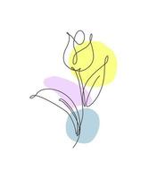 une seule ligne de dessin beauté illustration vectorielle de fleur de tulipe fraîche. style floral tropical minimal, concept romantique d'amour pour affiche, impression de décoration murale. conception de dessin graphique en ligne continue moderne vecteur
