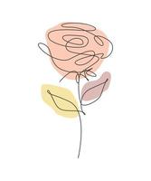 un seul dessin au trait beauté illustration vectorielle de fleur rose fraîche. style floral tropical minimal, concept romantique d'amour pour affiche, impression de décoration murale. conception de dessin graphique en ligne continue moderne vecteur